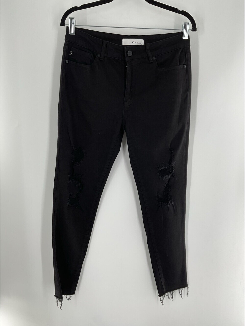 Kancan Women’s Black Distressed Jeans 11/29 Cut Off Ankle 136